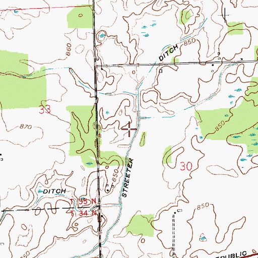 Topographic Map of Streeter Ditch, OH