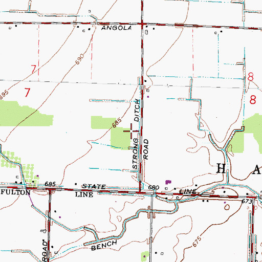Topographic Map of Strong Ditch, OH