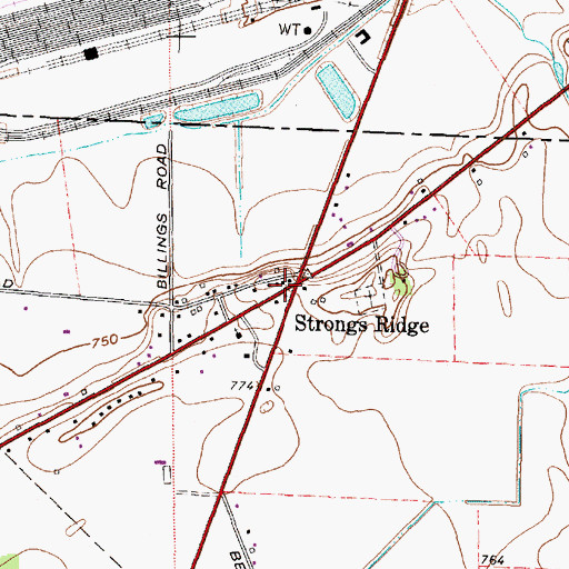 Topographic Map of Strongs Ridge, OH
