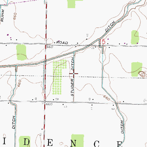 Topographic Map of Studer Ditch, OH