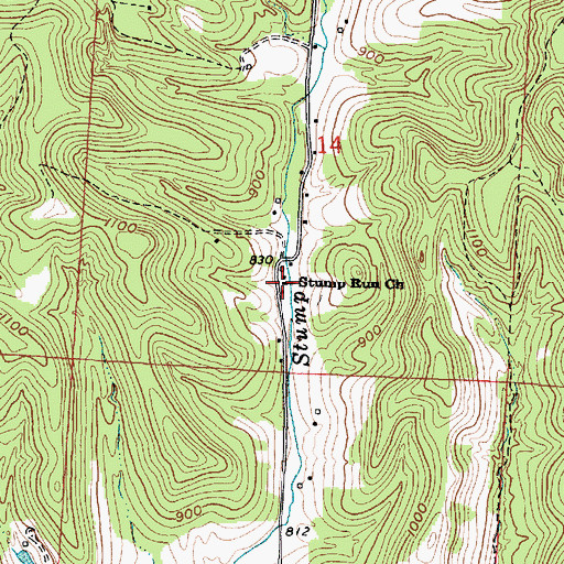 Topographic Map of Stump Run Church, OH
