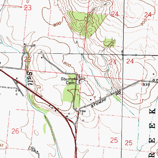 Topographic Map of Stumpf Cemetery, OH