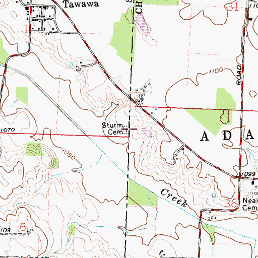 Topographic Map of Sturm Cemetery, OH