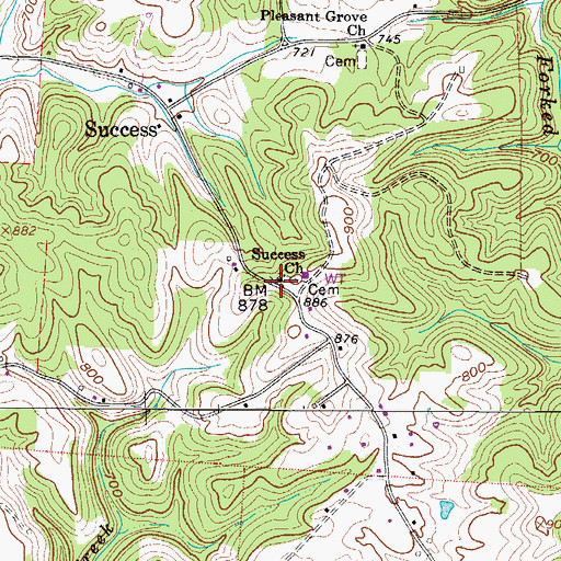Topographic Map of Success Church, OH