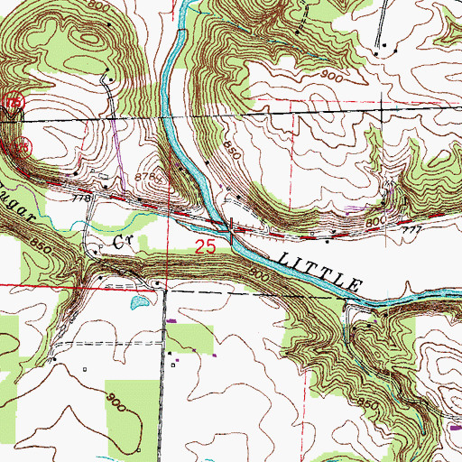 Topographic Map of Sugar Creek, OH