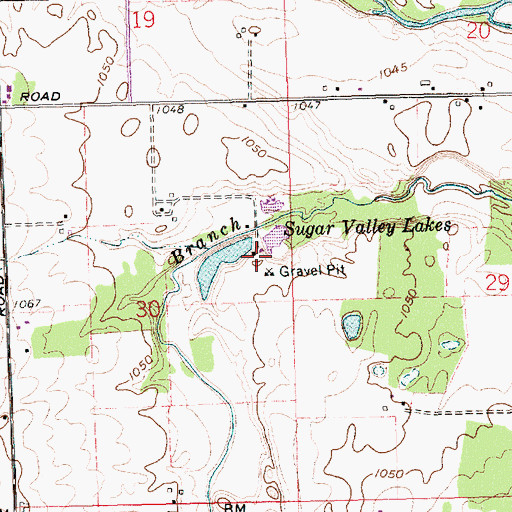 Topographic Map of Sugar Valley Lakes, OH