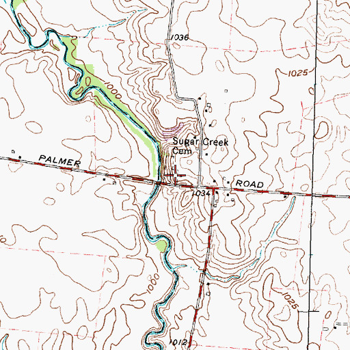 Topographic Map of Sugar Creek Cemetery, OH