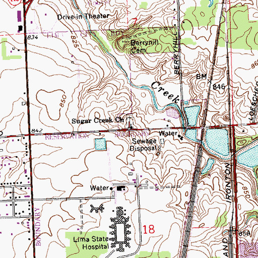 Topographic Map of Sugar Creek Church, OH
