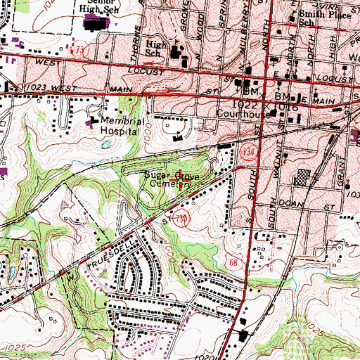 Topographic Map of Sugar Grove Cemetery, OH