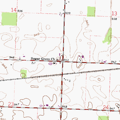 Topographic Map of Sugar Grove Church, OH