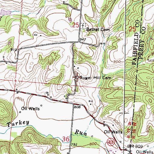 Topographic Map of Sugar Hill Cemetery, OH