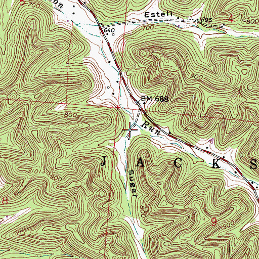 Topographic Map of Sugar Hollow, OH