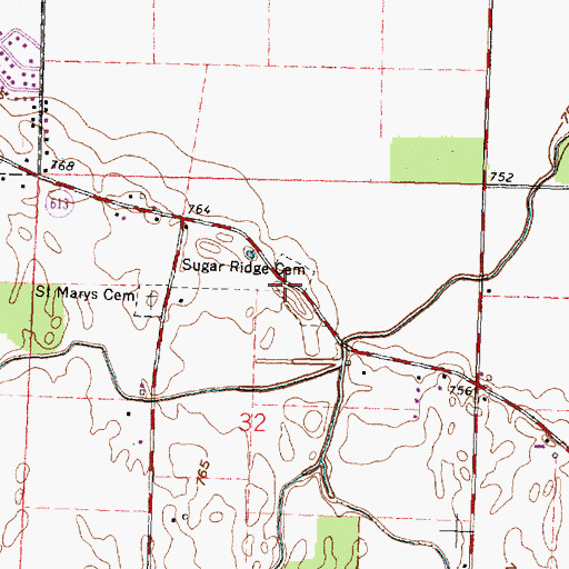 Topographic Map of Sugar Ridge Cemetery, OH