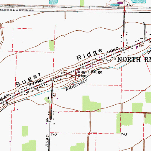Topographic Map of Sugar Ridge Cemetery, OH