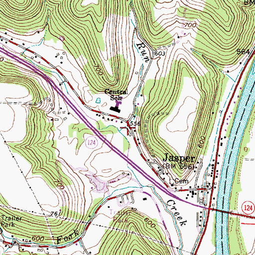 Topographic Map of Sugar Run, OH