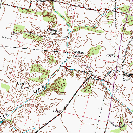 Topographic Map of Sugar Run, OH