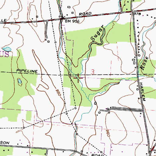 Topographic Map of Sugar Run, OH