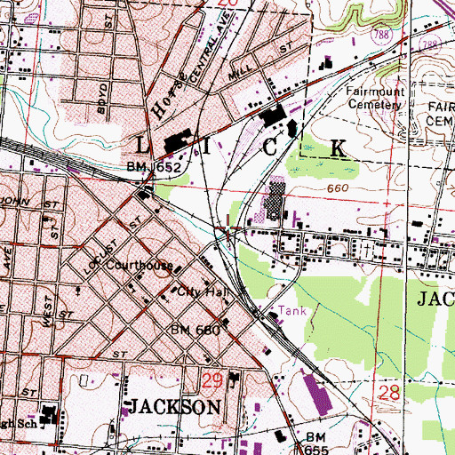 Topographic Map of Sugar Run, OH