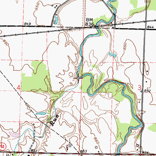 Topographic Map of Sugar Run, OH
