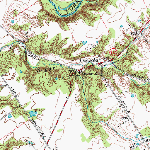 Topographic Map of Sugar Run Church, OH