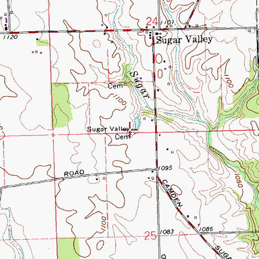 Topographic Map of Sugar Valley Cemetery, OH