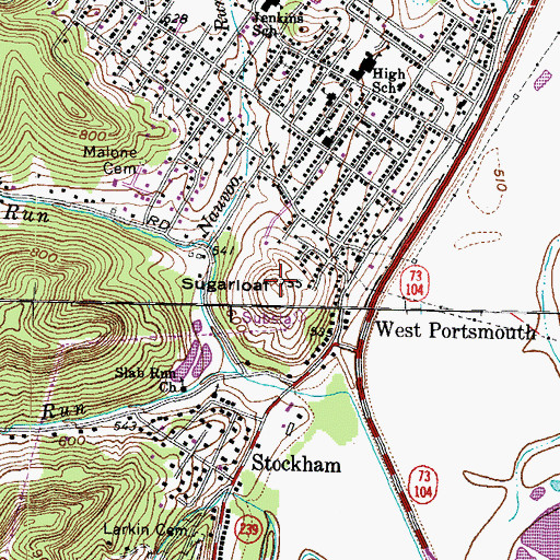 Topographic Map of Sugarloaf, OH