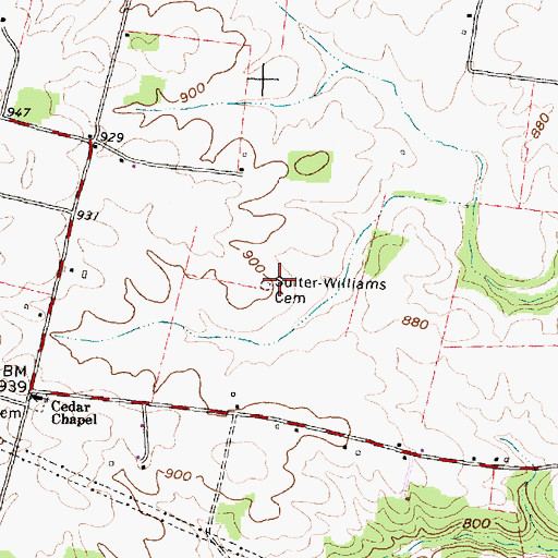 Topographic Map of Suiter-Williams Cemetery, OH