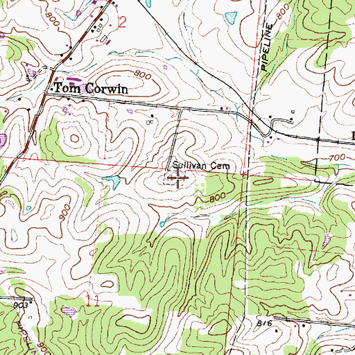 Topographic Map of Sullivan Cemetery, OH