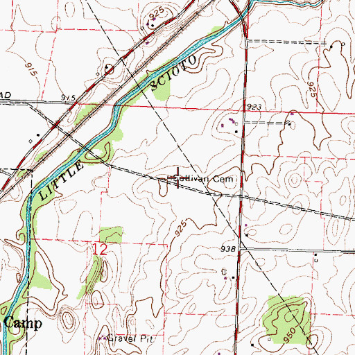 Topographic Map of Sullivan Cemetery, OH