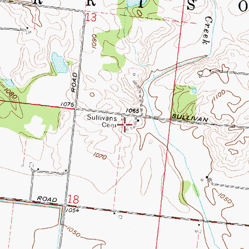 Topographic Map of Sullivans Cemetery, OH