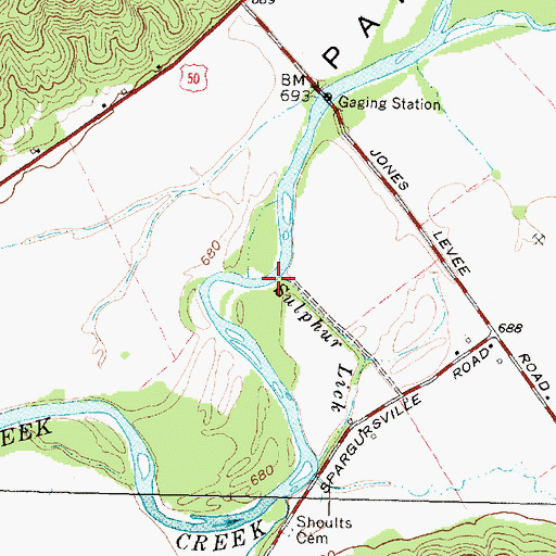 Topographic Map of Sulphur Lick, OH