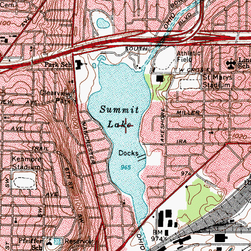 Topographic Map of Summit Lake, OH