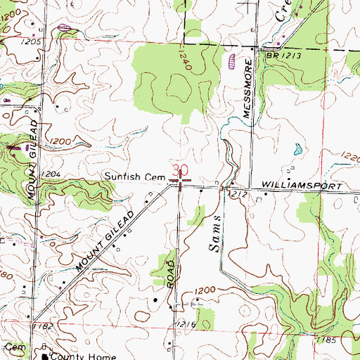 Topographic Map of Sunfish Cemetery, OH