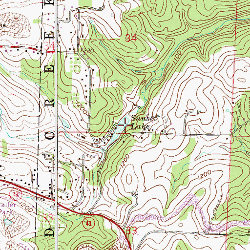 Topographic Map of Sunset Lake, OH