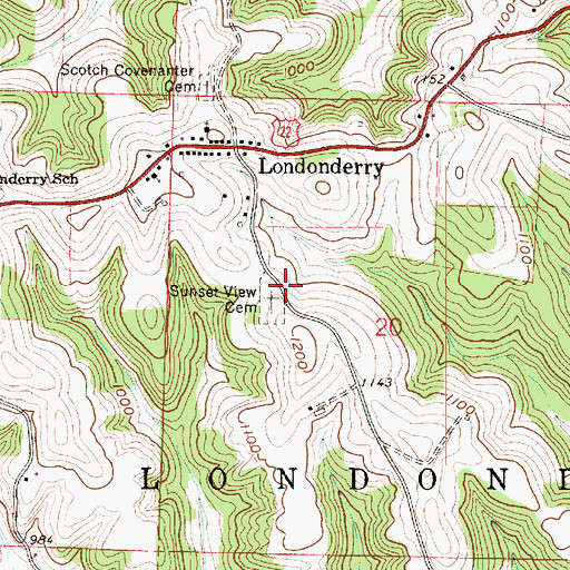 Topographic Map of Sunset View Cemetery, OH