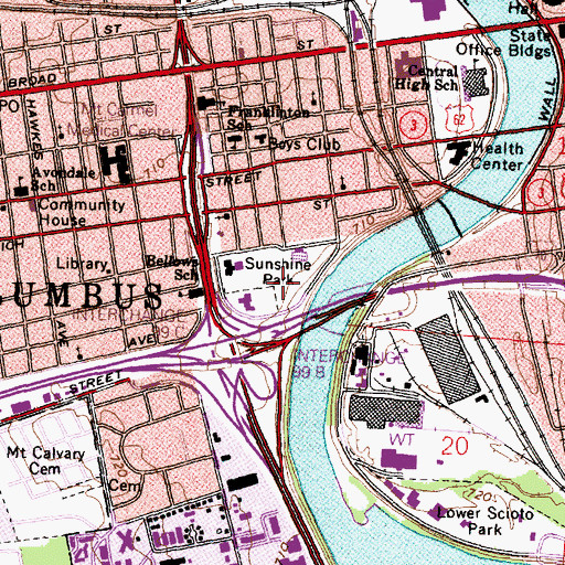 Topographic Map of Sunshine Park, OH