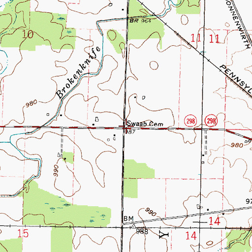 Topographic Map of Swaab Cemetery, OH