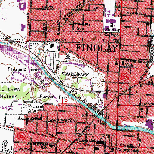 Topographic Map of Swale Park, OH