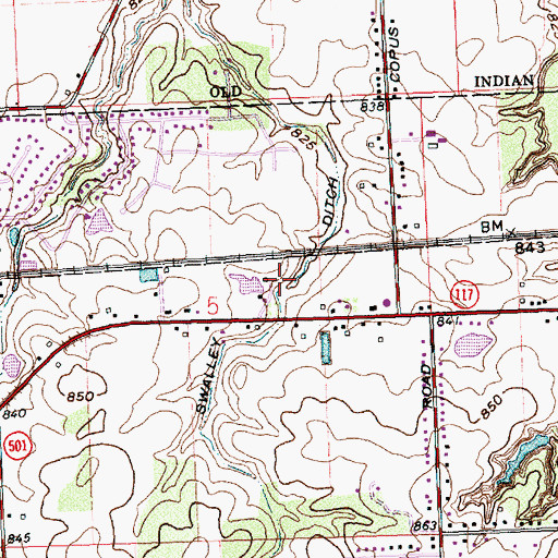 Topographic Map of Swalley Ditch, OH