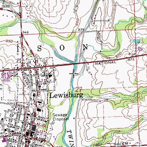 Topographic Map of Swamp Creek, OH
