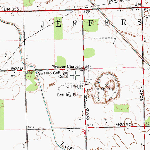 Topographic Map of Swamp College Cemetery, OH