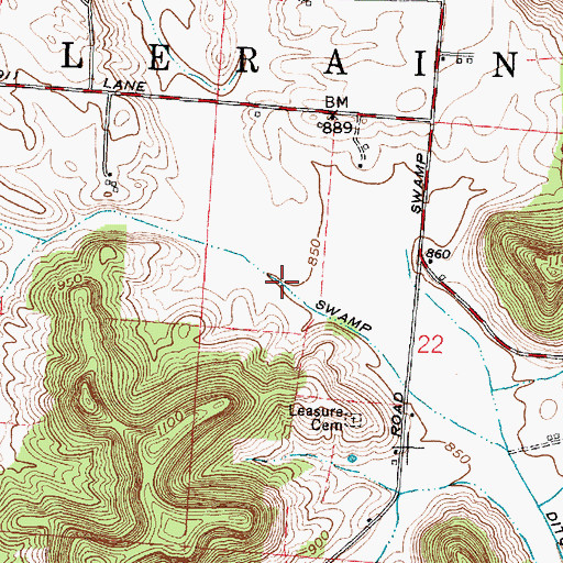Topographic Map of Swamp Ditch, OH