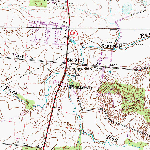 Topographic Map of Swamp Run, OH