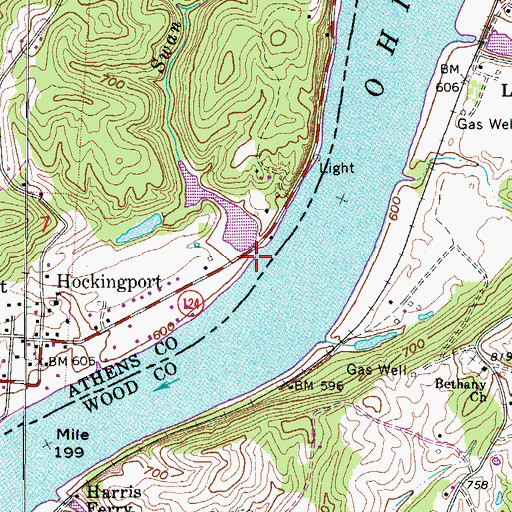 Topographic Map of Swan Run, OH