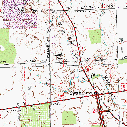 Topographic Map of Swank Cemetery, OH