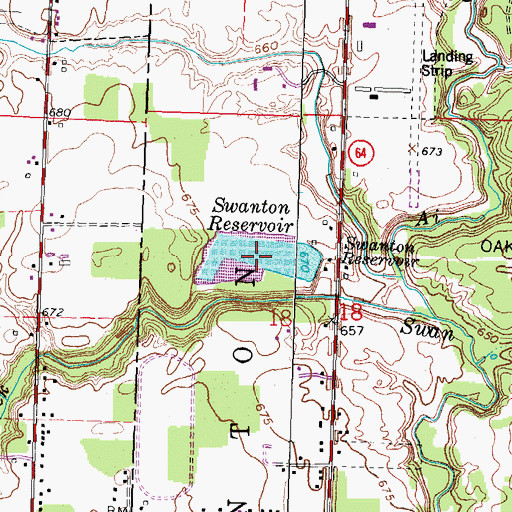 Topographic Map of Swanton Reservoir, OH