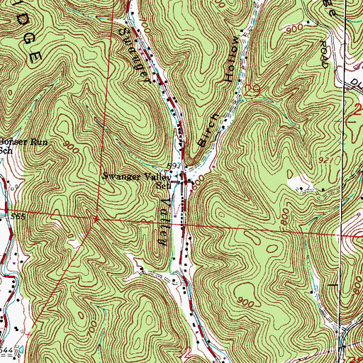 Topographic Map of Swauger Valley School, OH