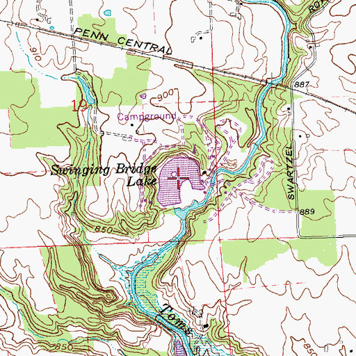 Topographic Map of Swinging Bridge Lake, OH