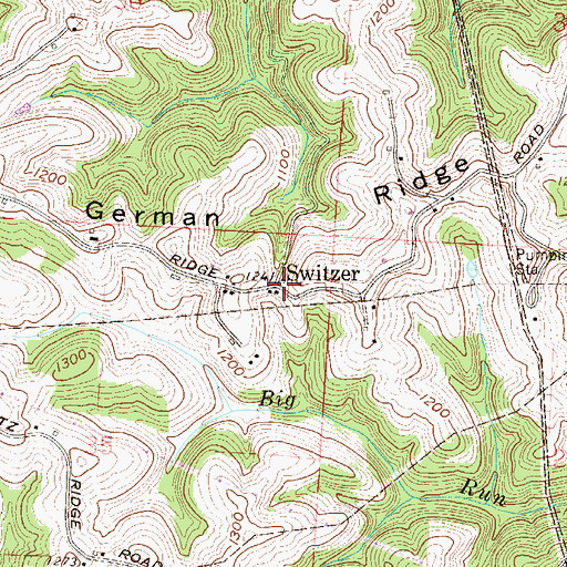 Topographic Map of Switzer, OH