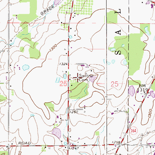 Topographic Map of Switzer Cemetery, OH